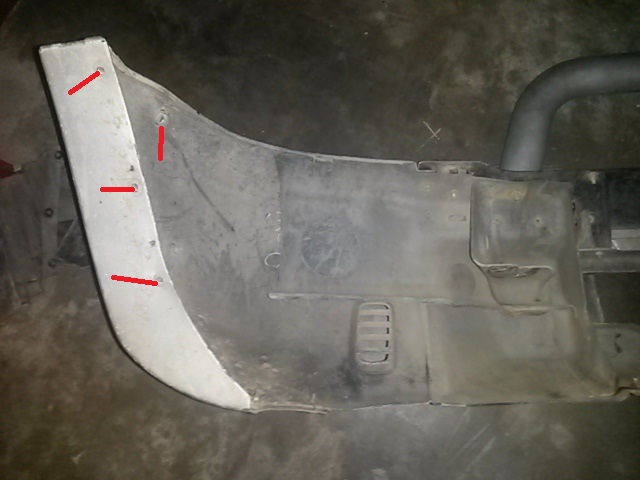 Left hand side - Inside. Missing screws highlighted