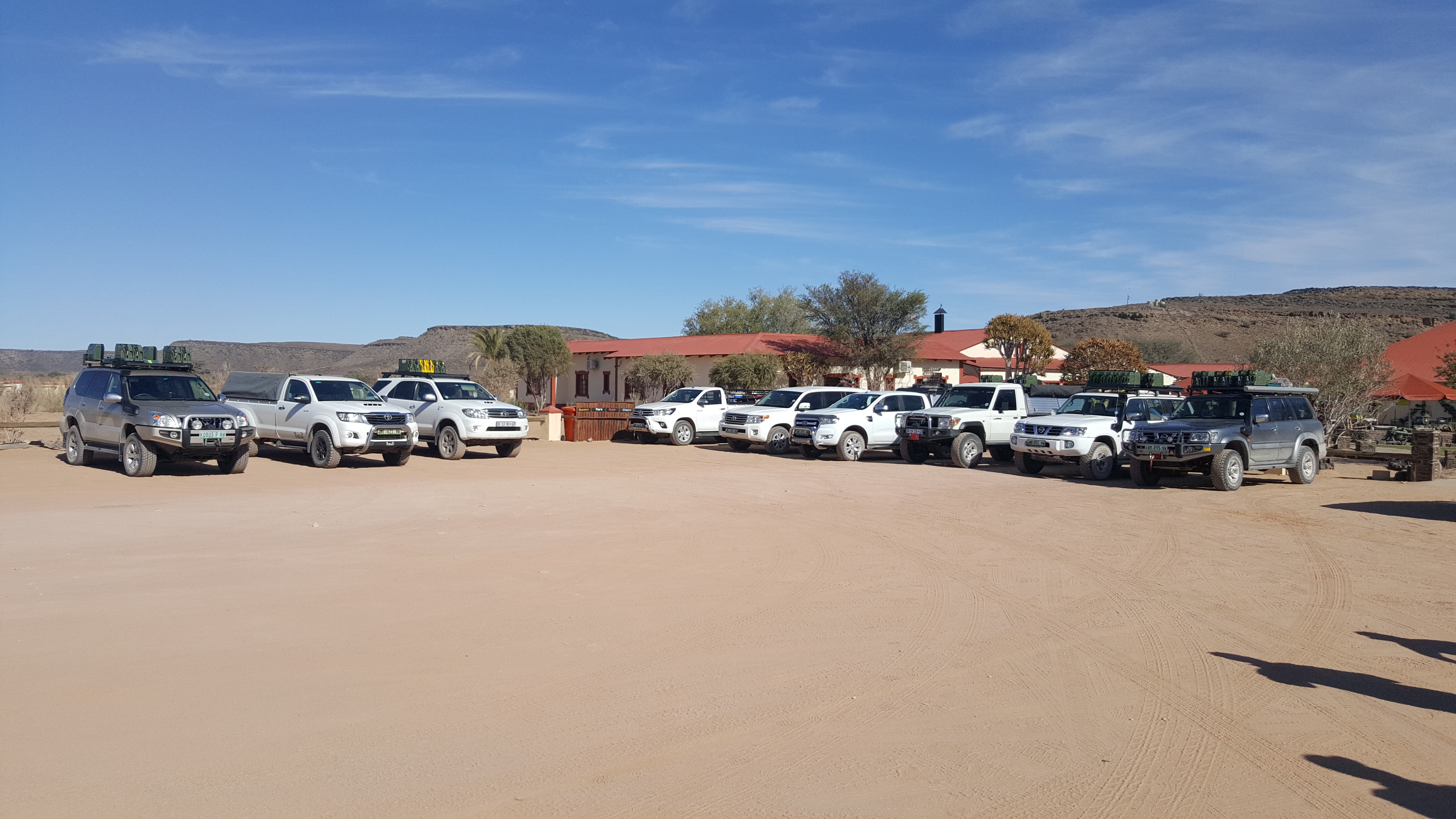 All the vehicles in our touring party...