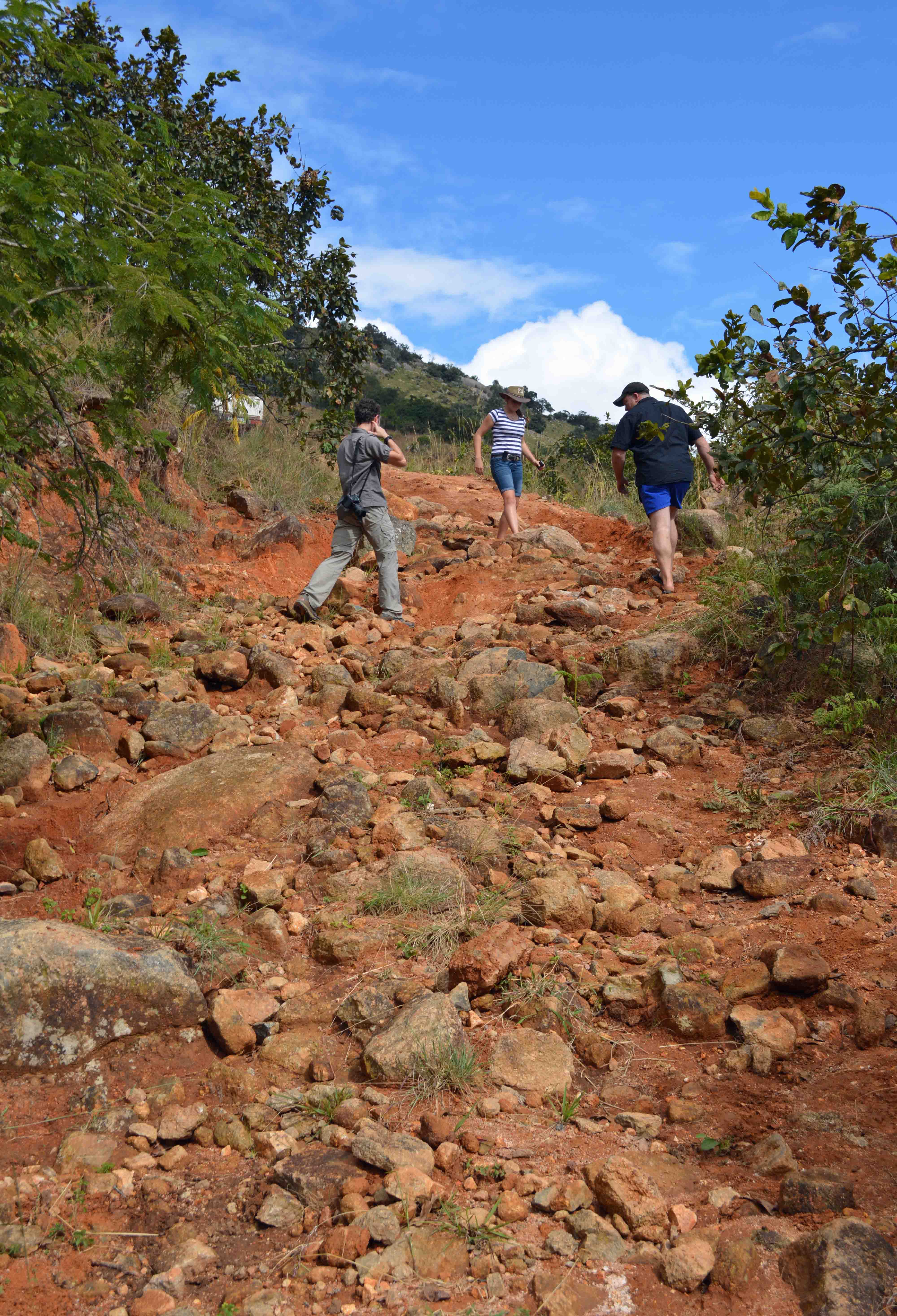 Rocky hill climb.
