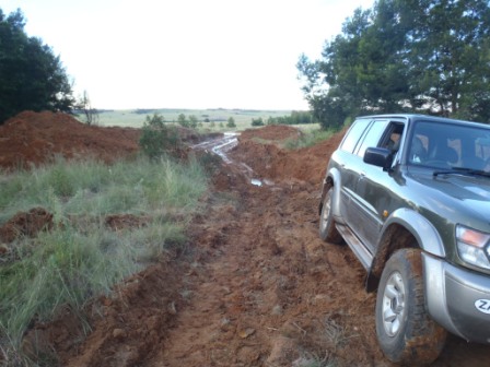 Looking down the mud road in a southern direction