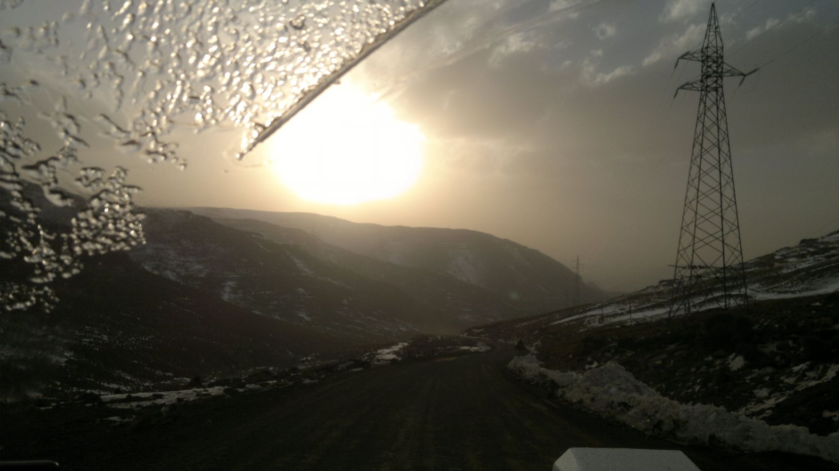 the view just after coming out the snow drift blizzard at Afriski towards Oxbow