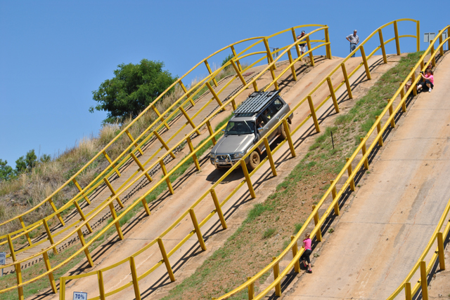 Tinus Lotz going down the 70% descent.