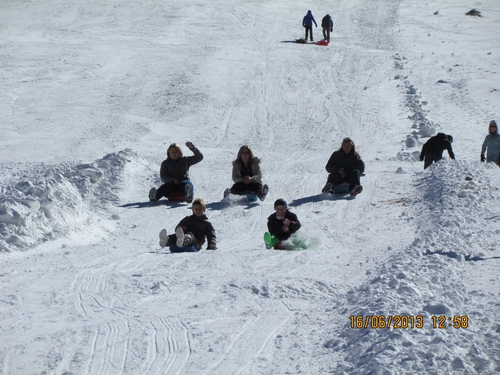 The girls racing the kids