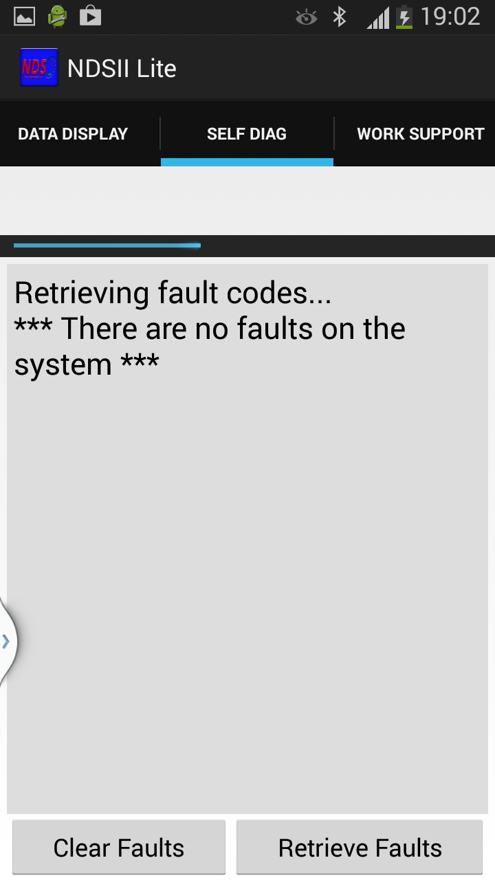 Fault code screen